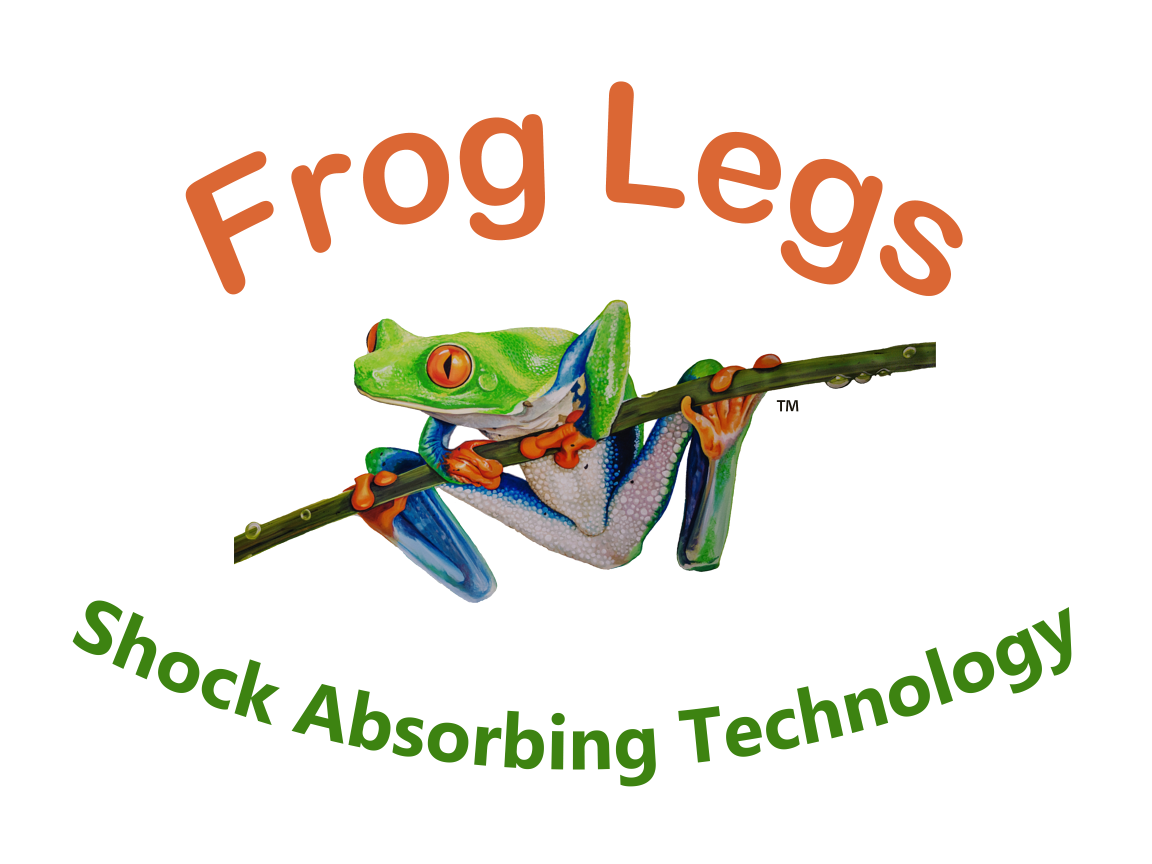 Red Tree Frog reading "Frog Legs Shock Absorbing Technology"
