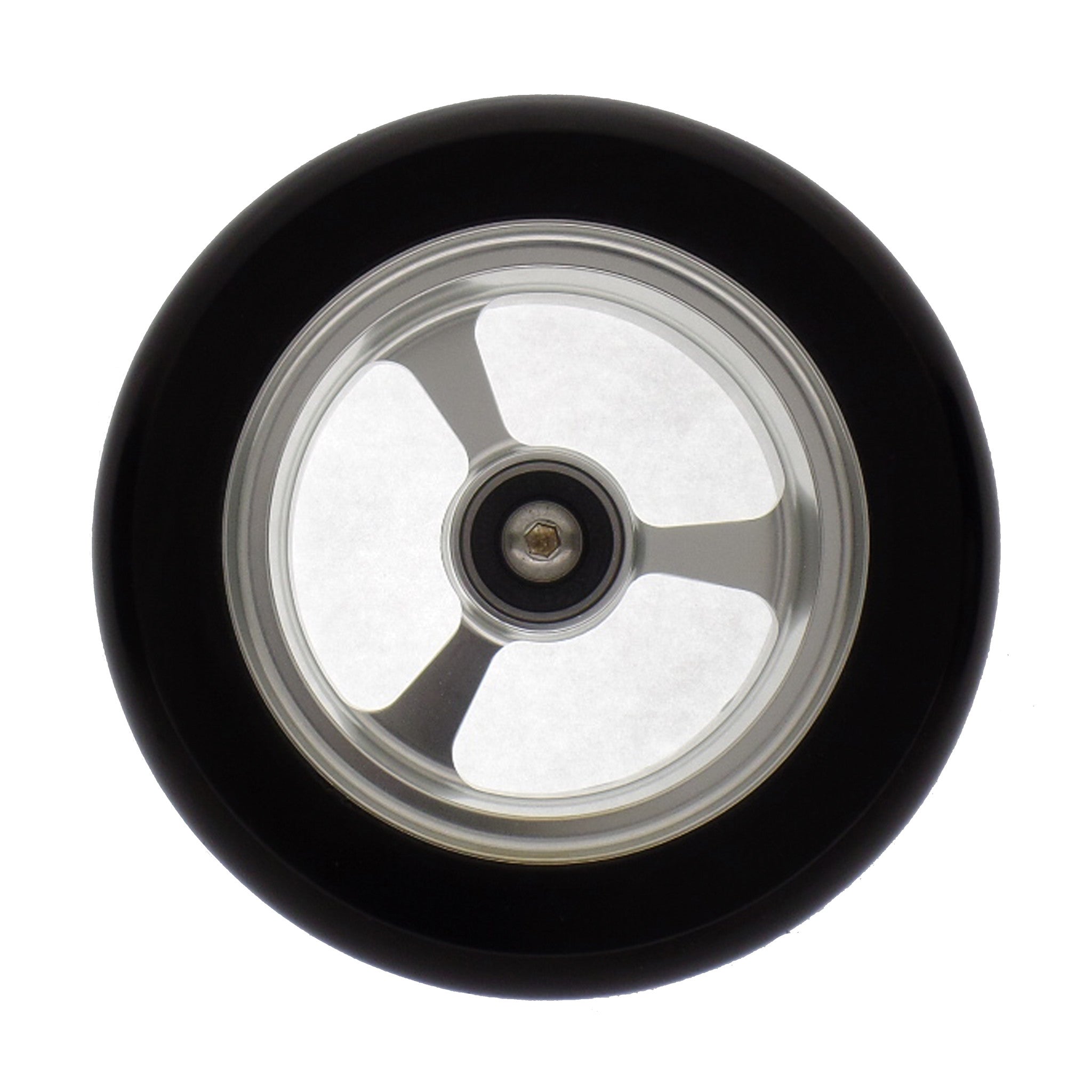 Frog Legs double soft-roll caster with silver aluminium hub